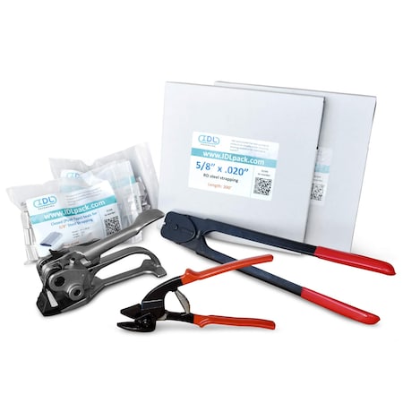 Idl Packaging 5/8" Steel Strapping Kit, 600 Ft. for Round Packages R.SSK.58.600